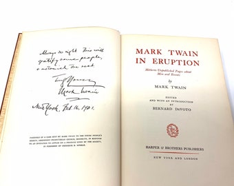Mark Twain in Eruption~1940~Edited by Bernard DeVoto~Stated First Edition~Ultra Rare~7000 Copies~Fine Condition~Free Shipping