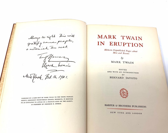 Mark Twain in Eruption~1940~Edited by Bernard DeVoto~Stated First Edition~Ultra Rare~7000 Copies~Fine Condition~Free Shipping