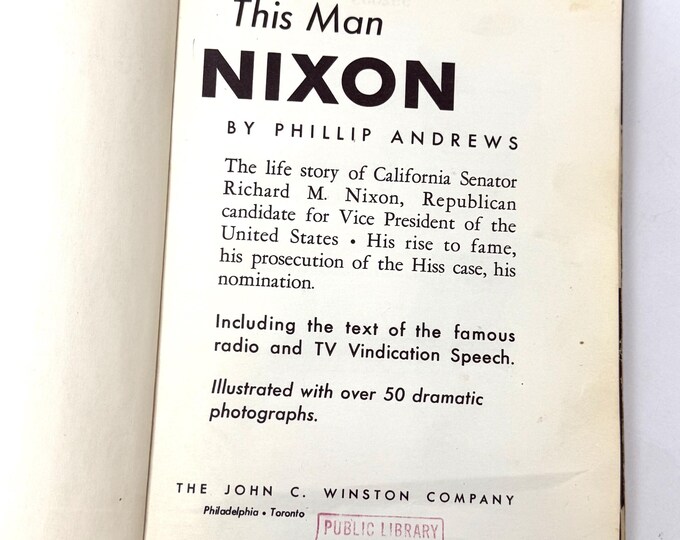 This Man Nixon~Phillip Andrews~1952~First Edition~First Printing~Extremely Rare~Good Condition~Free Shipping