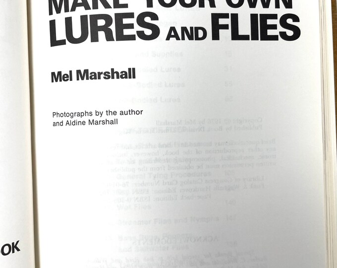 Make Your Own Lures and Flies~Mel Marshall~1976~First Edition~Outdoor Life~Very Good Condition~Free Shipping