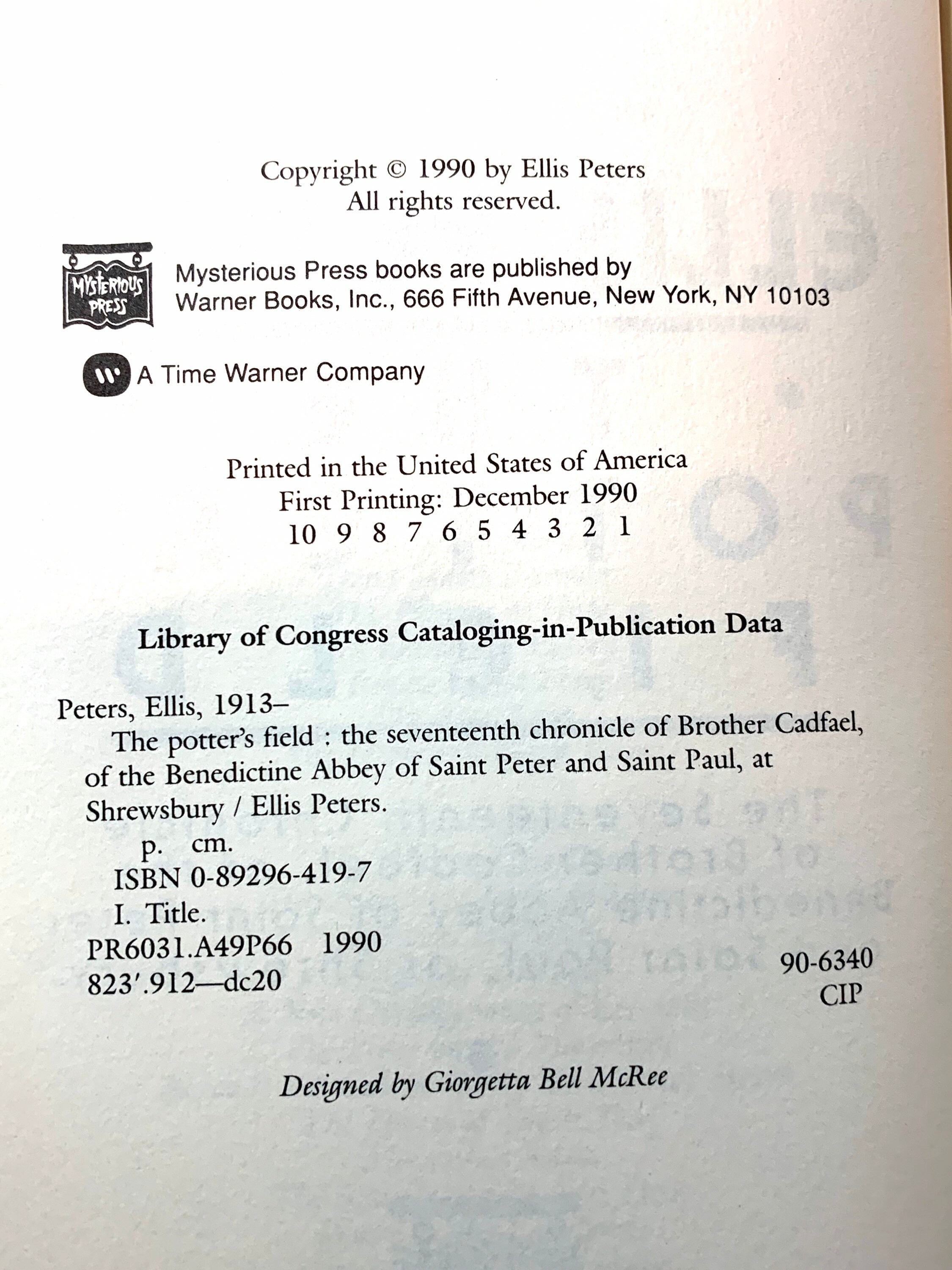 The Potter’s Field by Ellis PetersFirst Edition1975SignedPhoto of