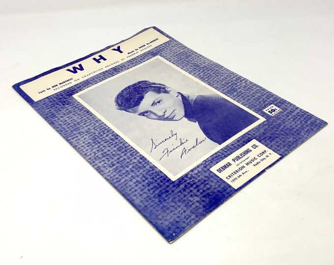 Why~1959~Bob Marcucci~Peter DeAngelis~Frankie Avalon~Sheet Music~Rare~Free Shipping