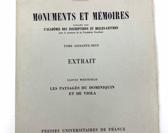 Monuments et Memoires~Tome 69~1988~Clovis Whitfield~Written in French~Rare~Very Good~Free Shipping