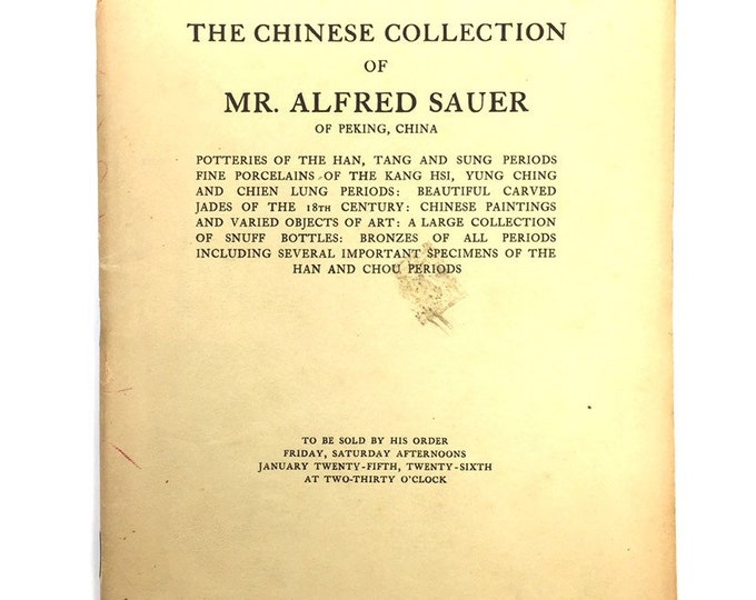 The Chinese Collection of Mr. Alfred Sauer~1924~Very Rare~first edition
