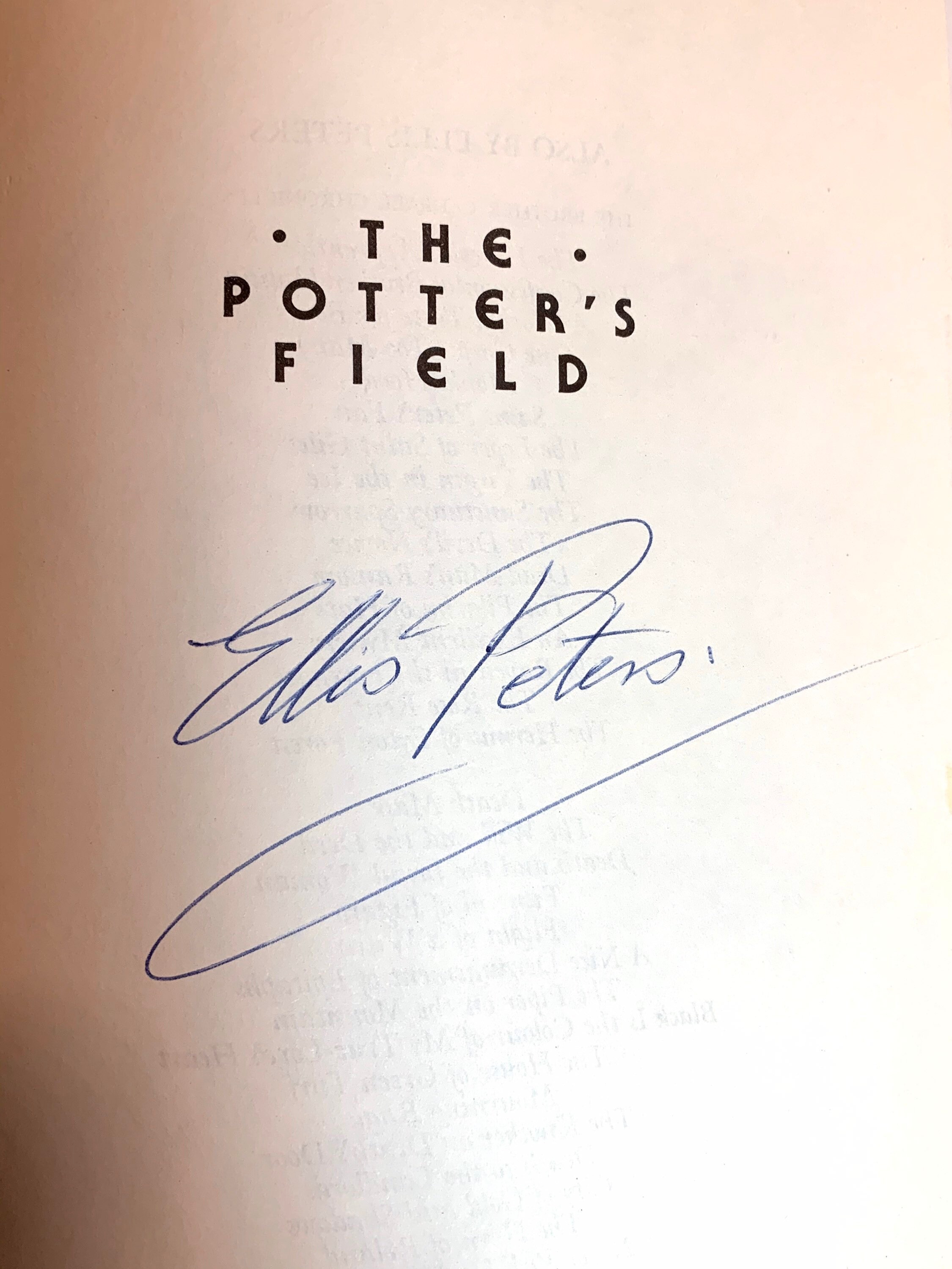 The Potter’s Field by Ellis PetersFirst Edition1975SignedPhoto of