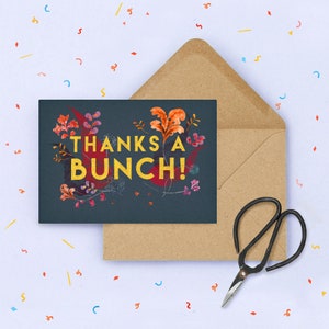 Thanks a Bunch A6 Greetings Card / Floral Plastic Free Thank You Card / Illustrated Flowers Typography Card image 3