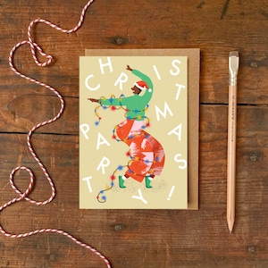 Biglietto di auguri di danza natalizia Vogue / Biglietto di auguri di danza illustrato / Illustrazione di ballerina di luci fatate alla festa di Natale