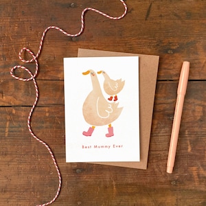 Tarjeta de felicitación para la mejor mamá del mundo / Tarjeta para el Día de la Madre o el cumpleaños de mamá con ilustración de pato / Mamá pato y patito