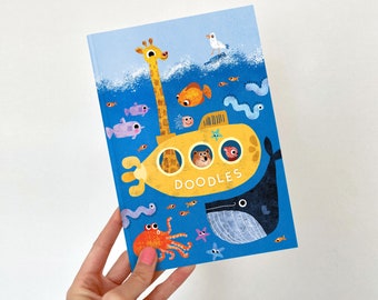 Cuaderno submarino A5: Ilustración submarina, bloc de notas infantil reciclado de hojas lisas