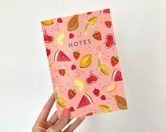 A5 Fruit Notebook: Recycled Paper Plain Journal - Tutti Frutti Themed Notepad