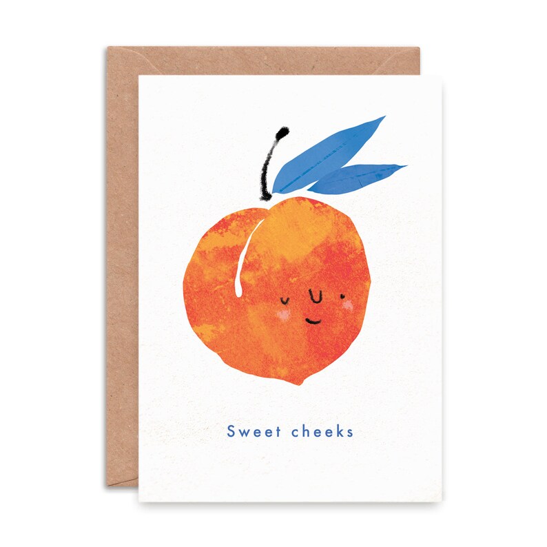 Sweet Cheeks A6 Greeting Card / Peach Illustration Birthday or Valentine's Day Card / Illustrated Love, Friendship or Blank Greetings Card image 2