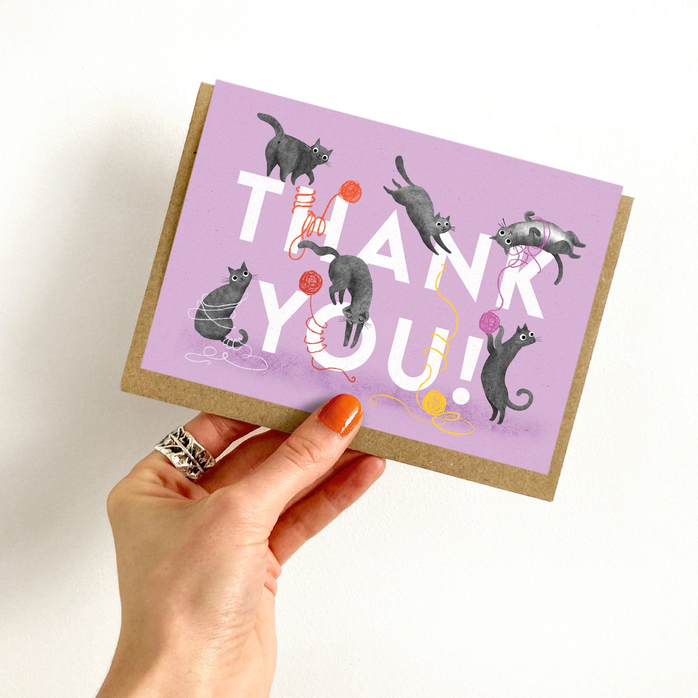 Cat Thank You A6 Card / Illustrated Animal Character Greetings Card ...