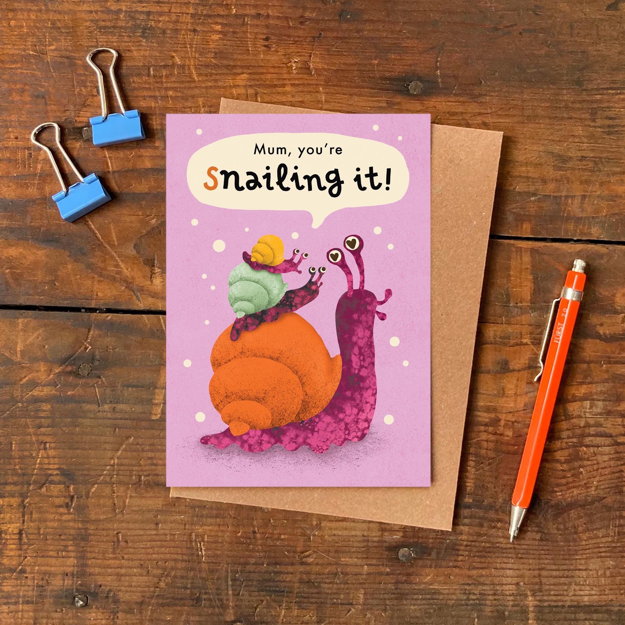 Funny Snail Mother's Day Card - Snailing It Illustrated Card for Mum's  Birthday, Plastic Free - Etsy