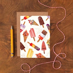 Ice Lolly Greetings Card / Plastikfreie Eis-Geburtstagskarte / gemusterte Karte für alle Anlasskarte