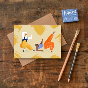 Pulling Shapes Grußkarte / Geburtstags- oder Feierkarte mit Vogue Tänzer Illustration / Plastik freie Vogueing Karte