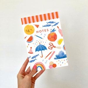 Cuaderno de cosas simples A5 / Bloc de notas liso reciclado para notas y dibujos / Diario estampado colorido para niños y adultos