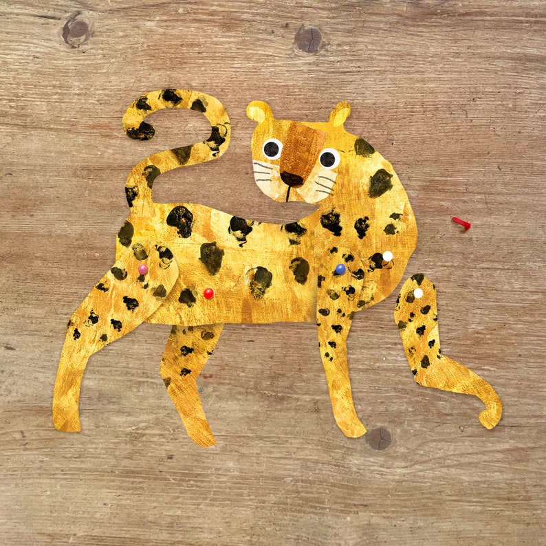 Gepard Split Pin Puppe A5 Grußkarte / Kinder Ausschnitt Aktivität für Geburtstage oder Feiern / Big Cat Illustrierte Karte Bild 2