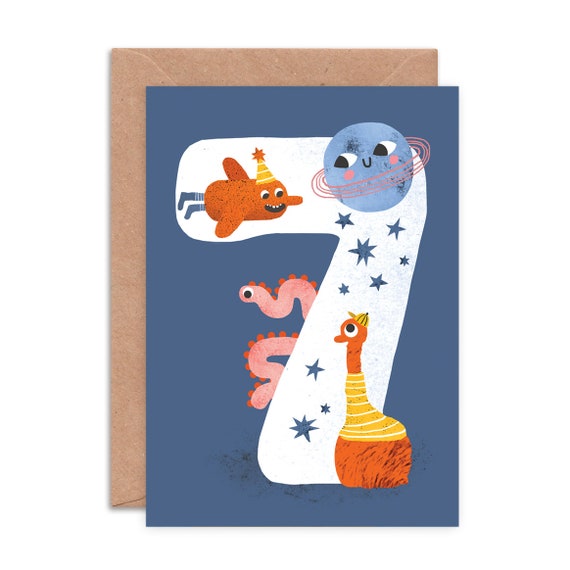 Twizler Geburtstagskarte Zum 7. Geburtstag - Lustiger Elefanten-Witz, 15,5x15,5 Cm, Mit Umschlag, Für Jungen & Mädchen