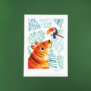 Tiger & Toucan Recycled A4 Art Print, Eco Friendly Illustrated Wall Art for Bedroom, Nursery, Living Room, Unframed Jungle Print image 5