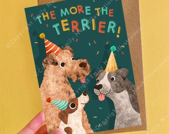 Funny Terrier Dog Birthday Card | Puppy Pun Greeting Card Kids or Adults, Plastic Free