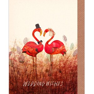 Wedding Wishes Flamingo Greetings Card, Plastic Free Celebrations Card, Love and Congratulations Card image 3