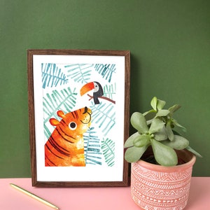 Tiger & Toucan Recycled A4 Art Print, Eco Friendly Illustrated Wall Art for Bedroom, Nursery, Living Room, Unframed Jungle Print image 4