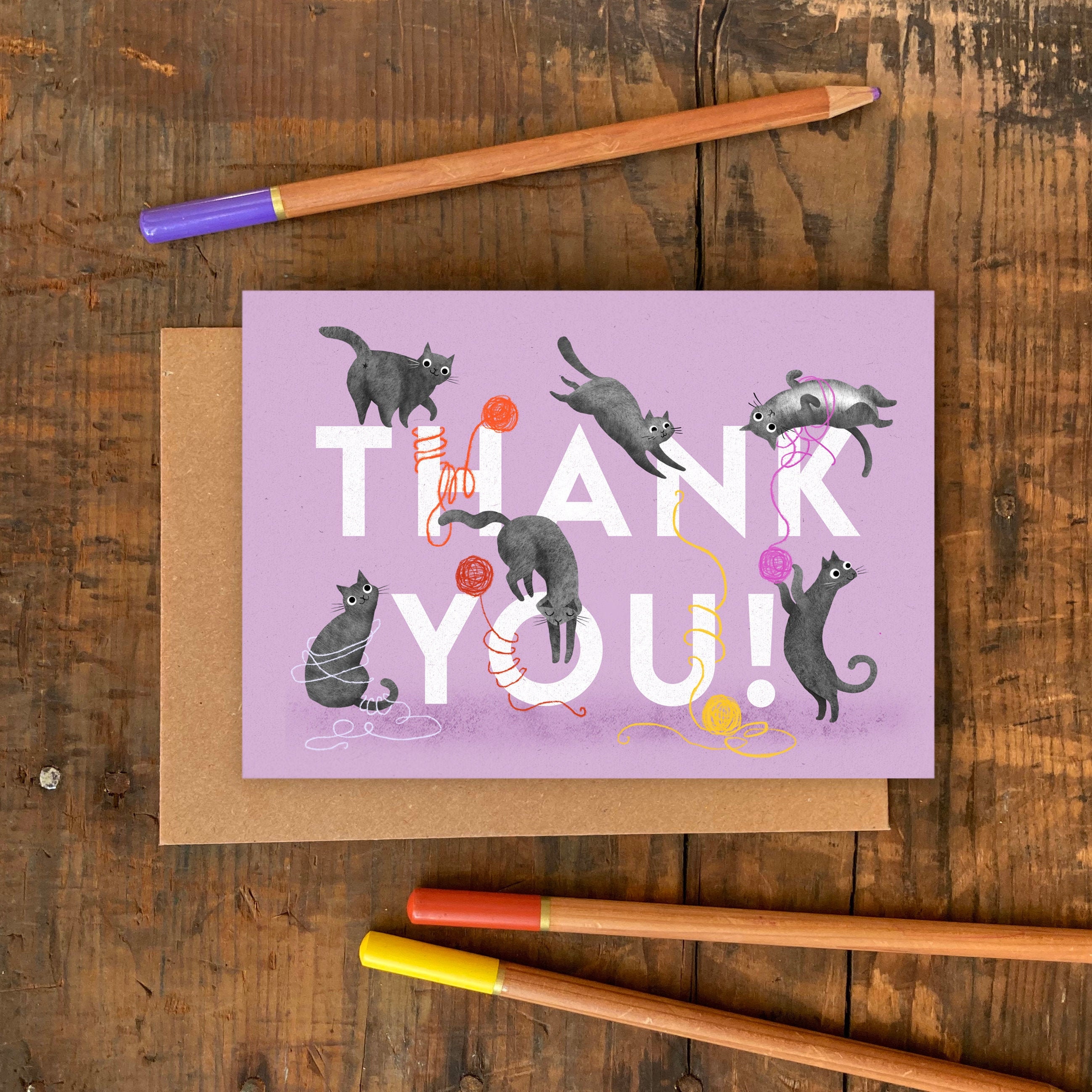 Biglietto Ringraziamento Quadrato Con Fiori – Thank You Con Busta Kraft, Cartoncino 400g/m² - 3