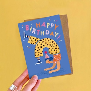Tarjeta de felicitación de baile de feliz cumpleaños / Tarjeta de cumpleaños divertida ilustrada sin plástico para ella / Tarjeta de cumpleaños para adultos o niños