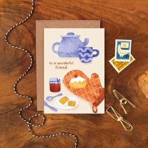 Wonderful Friend Grußkarte / A6 Freundschaft Tea Time Dankeskarte / Bester Freund, Freundin, Nachmittagstee Karte für Sie / Kuchenkarte