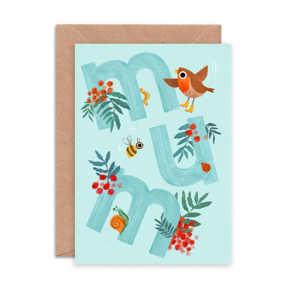 Mum Robin Card | Illustrated Mother's Day or Birthday Card, Plastic ...