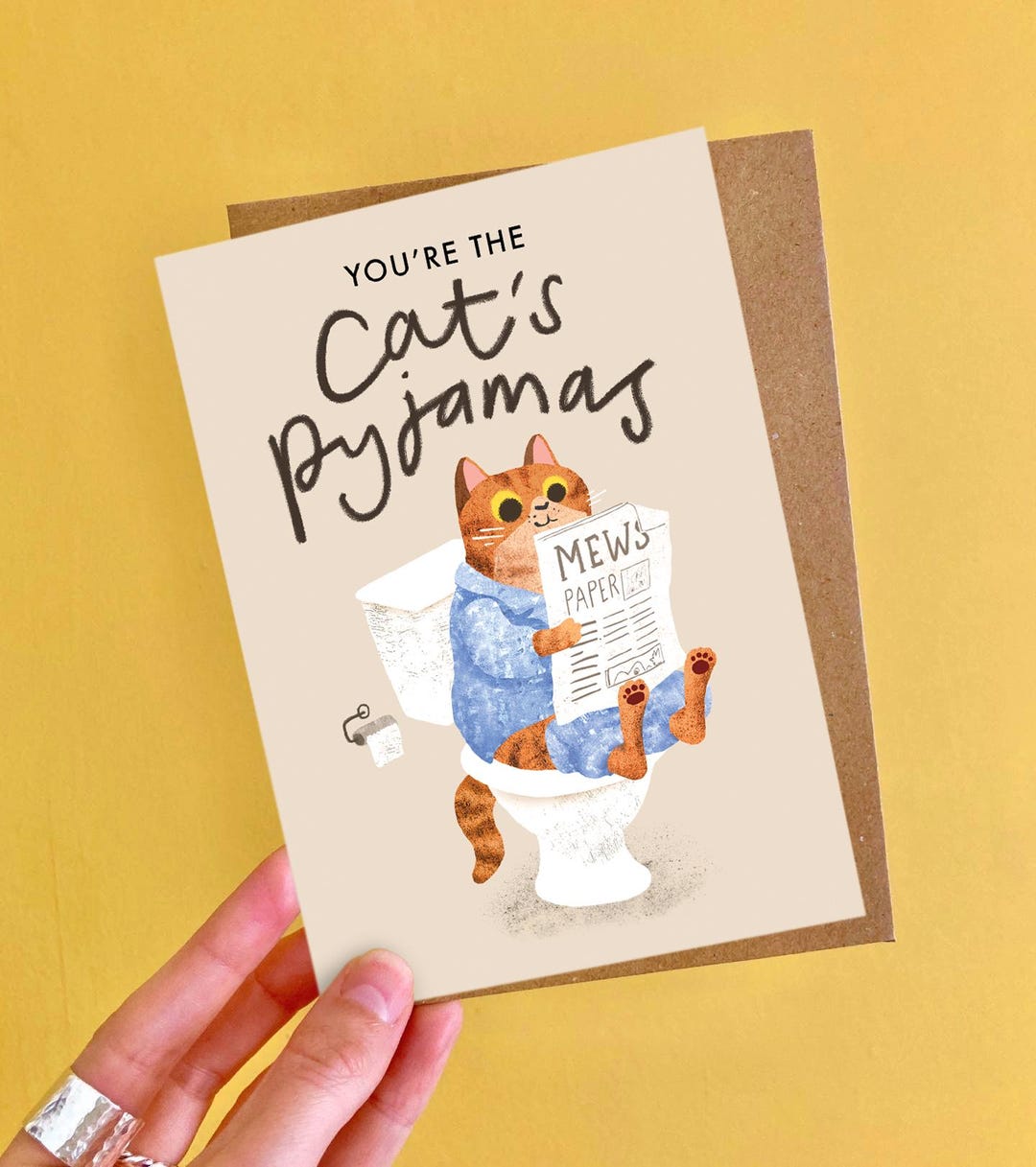 You're the Cat's Pyjamas Greeting Card / Illustrated Funny Cat Birthday ...