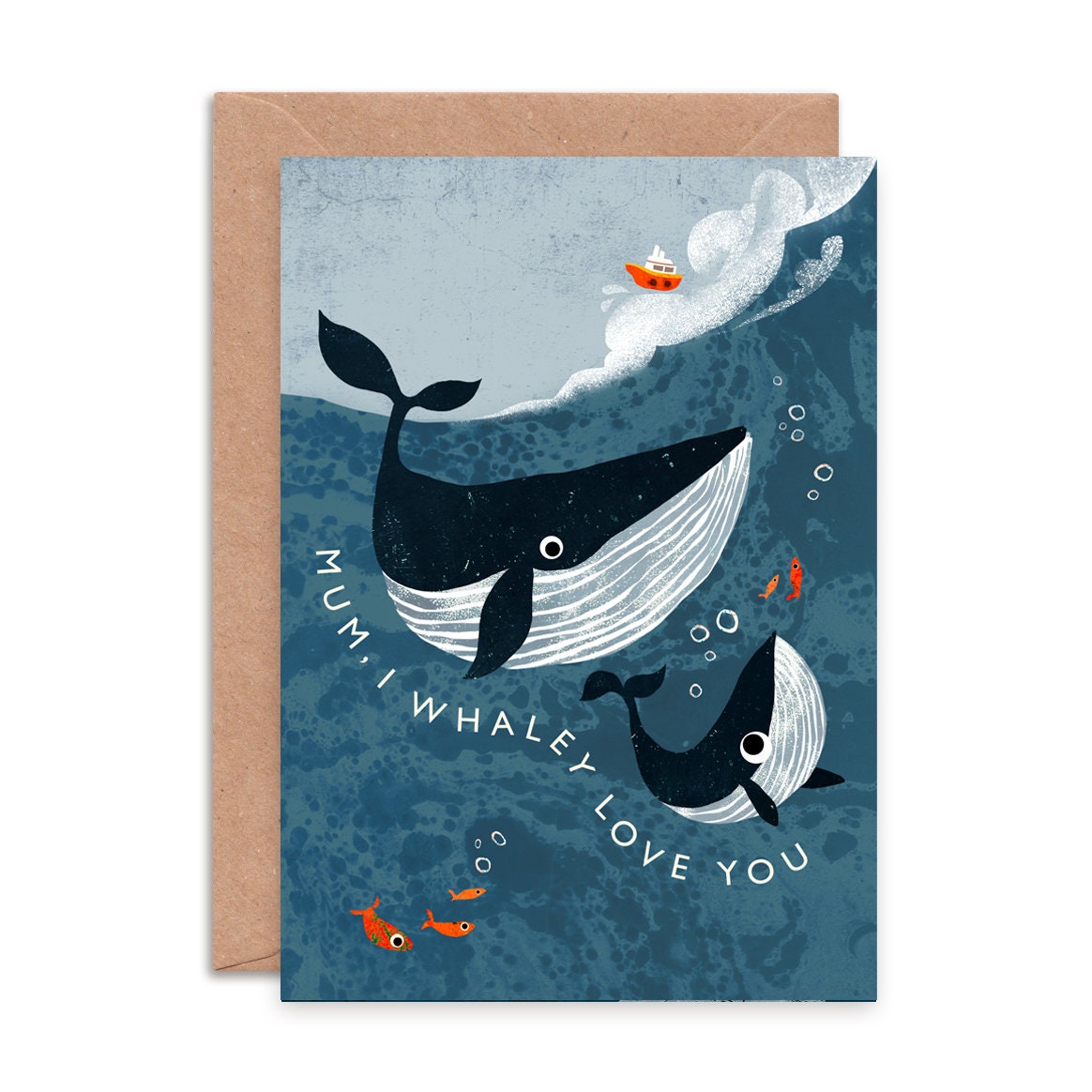 Mum, I Whaley Love You A6 Greeting Card / Mothers Day Whale Card / Illustrated Under the Sea Card for Mother&#39;s Day or Birthday