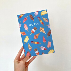 A5 Ice Lolly Notebook / Bloc de notas ilustrado reciclado / Diario con cubierta de helado estampada para notas y listas