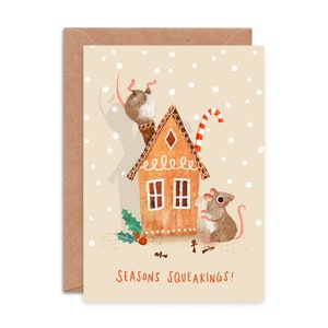 Pack of 8 Mouse Christmas Cards, Multipack of Mice Holiday Greeting Cards, Eight Illustrated Seasonal Cards image 4