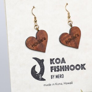 Hōkūleʻa Heart Earrings made with Koa Wood [U&#39;I Collection - Earrings]