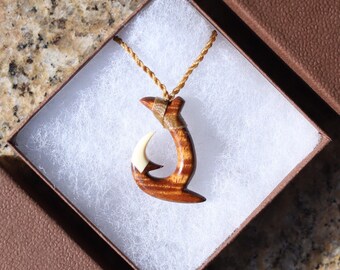 Fishhook Necklace with Cow Bone Tip Hawaiian Gift KUA BAY Collection - Fishhook Necklace