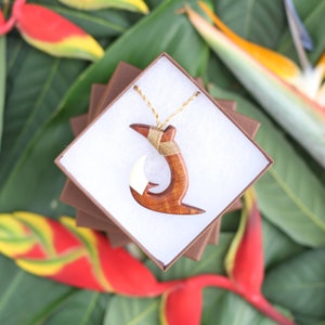 Fishhook Necklace with Cow Bone Tip Hawaiian Gift KUA BAY Collection - Fishhook Necklace