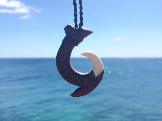 Fishhook Necklace with Cow Bone Tip Hawaiian Gift KUA BAY Collection - Fishhook Necklace
