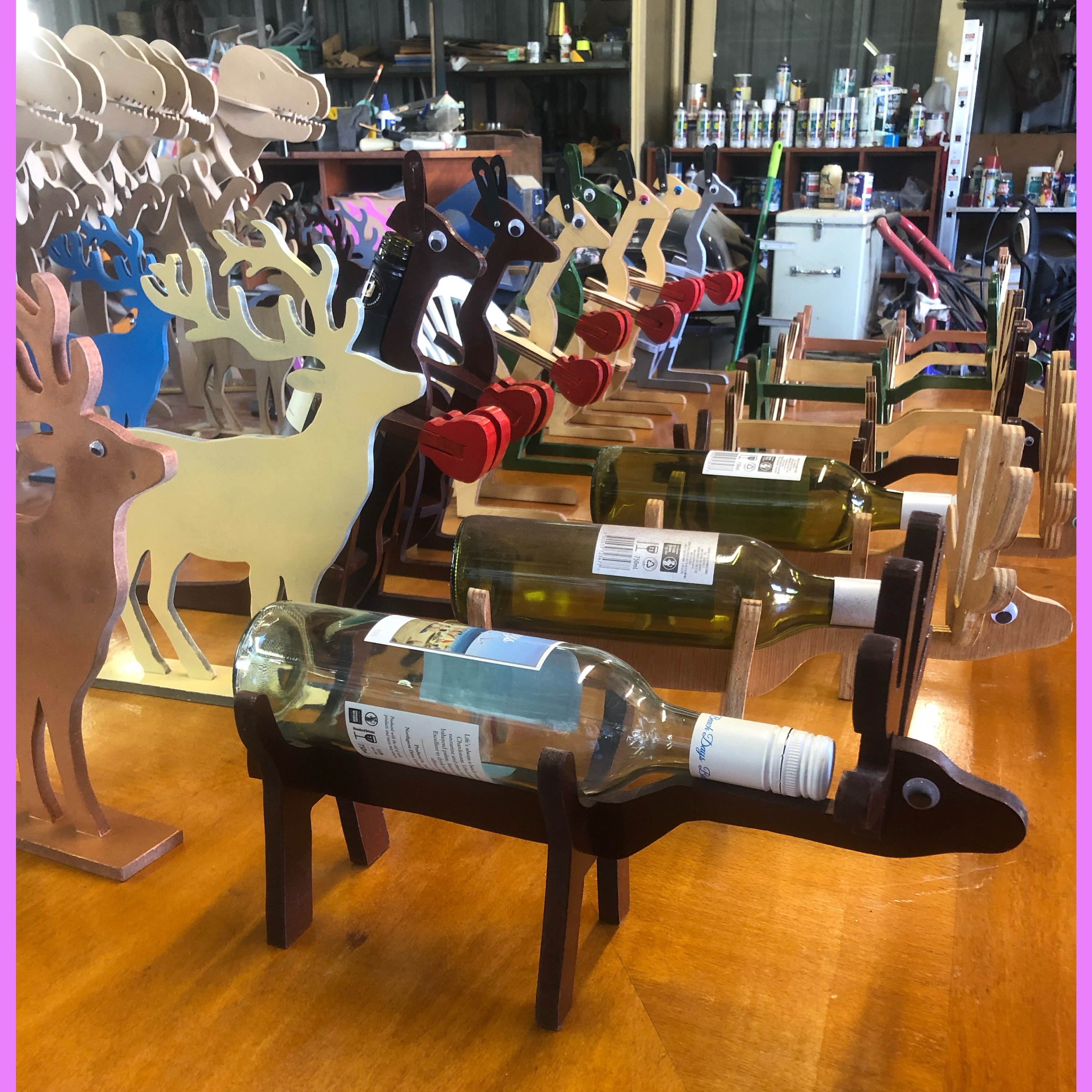 Reindeer wine bottle holder & free handmade christmas card Etsy