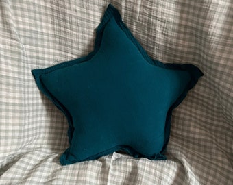 Turquoise muslin star pillow // Blue children's pillow // muslin pillow // decor cushion //