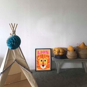 Cream Teepee Tent with Grey Pom-Poms / Play Tent with Window & Pocket / Neutral Kids Room Decor / Tipi with Mat – Handmade /