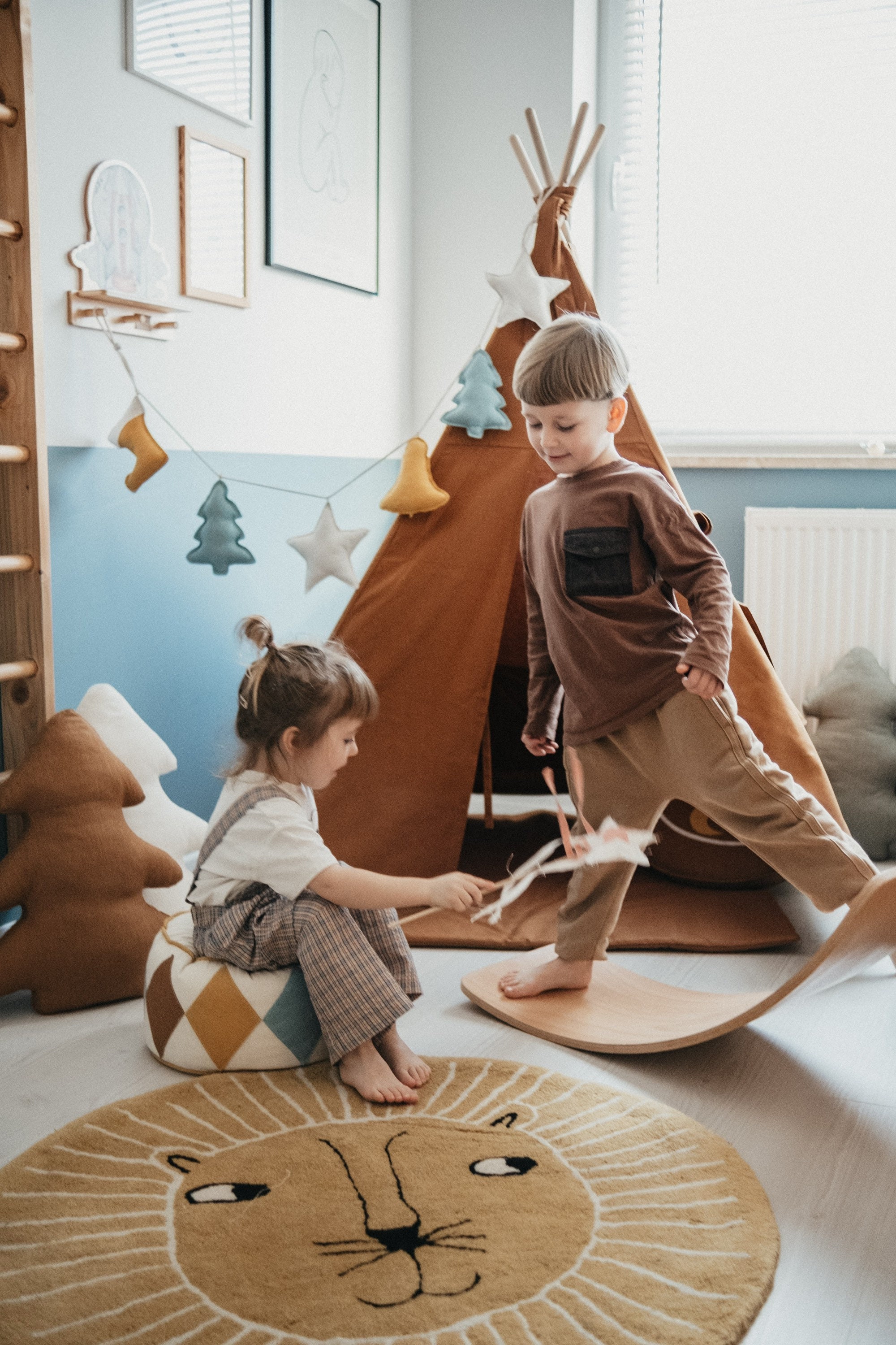 Tipi enfant écru imprimé avec tapis SAFARI