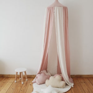 Rosa und creme Musselin Baldachin, Leseecke,Baldachin, zelt Baldachin, kinder Baldachin ,Spiel Raum Baldachin Mehrfarbiger