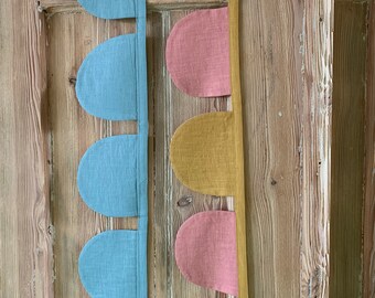 Dusty blue linen garland// blue garland nursery // Collection Sole e Luna // Kids garland flag // Half moon garland //