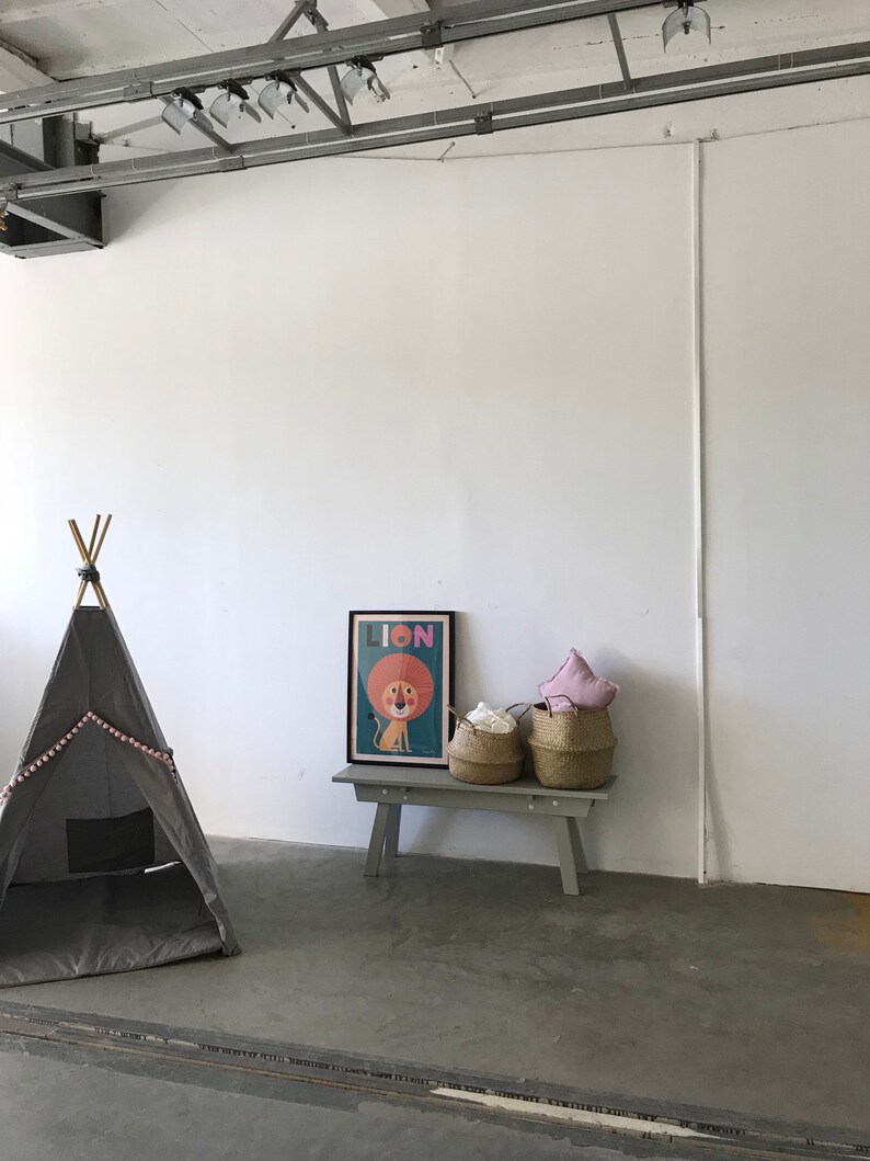 Tipi with mat, GREY TEEPEE with pink pompons, kids teepee, tipi enfant, playhouse, children's teepee tent, indian wigwam, kids play tent, image 7