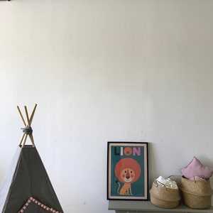 Tipi with mat, GREY TEEPEE with pink pompons, kids teepee, tipi enfant, playhouse, children's teepee tent, indian wigwam, kids play tent, image 2
