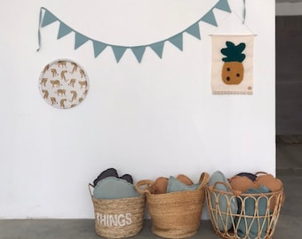 Linen Triangle Bunting Garland: Natural Nursery Wall Decor (250cm)