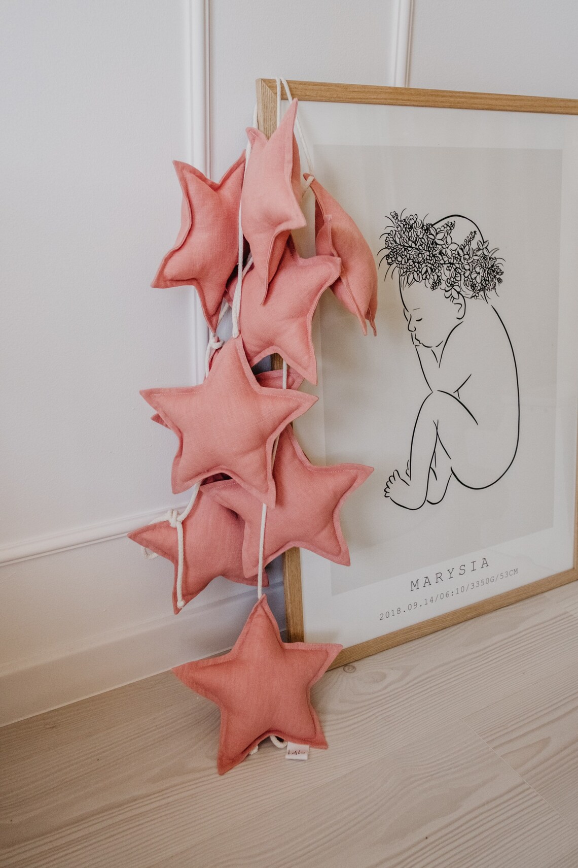 Pink Linen Stars Garland sole E Luna Etsy