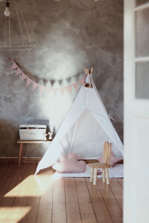 Blanc Tente Tipi Tente de bricolage pour les enfants de tentes de