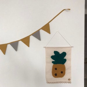 Mustard & Grey Linen Bunting / Triangle Garland / 250 cm / Natural Nursery Wall Decor / Linen Flags / Kids Room Banner / For Kids /